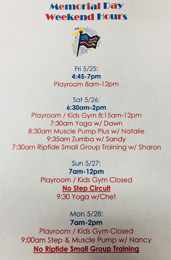 MemorialDayHours Hampstead Health & Fitness